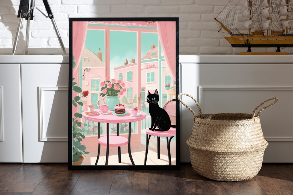 Cafe Cat’s Cozy Corner - 24x36 - Framed Posters