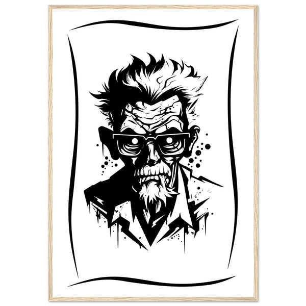 Edgy Artistry - Black and White Character - 70x100 cm 28x40″ Wood frame - Wooden Framed Posters