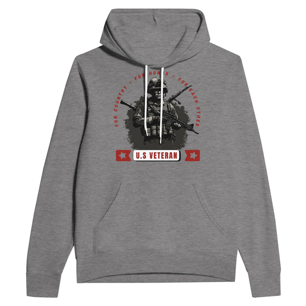 For Honor and Country - U.S. Veteran Hoodie - Dark Gray Heather - Hoodies