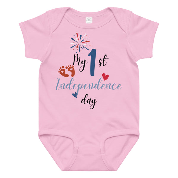 My 1st Independence – Baby Jersey Bodysuit - Pink - Baby Bodysuit