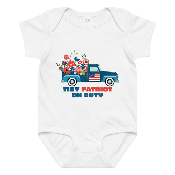 Tiny Patriot on Duty – Baby Jersey Bodysuit - 24M - Baby Bodysuit