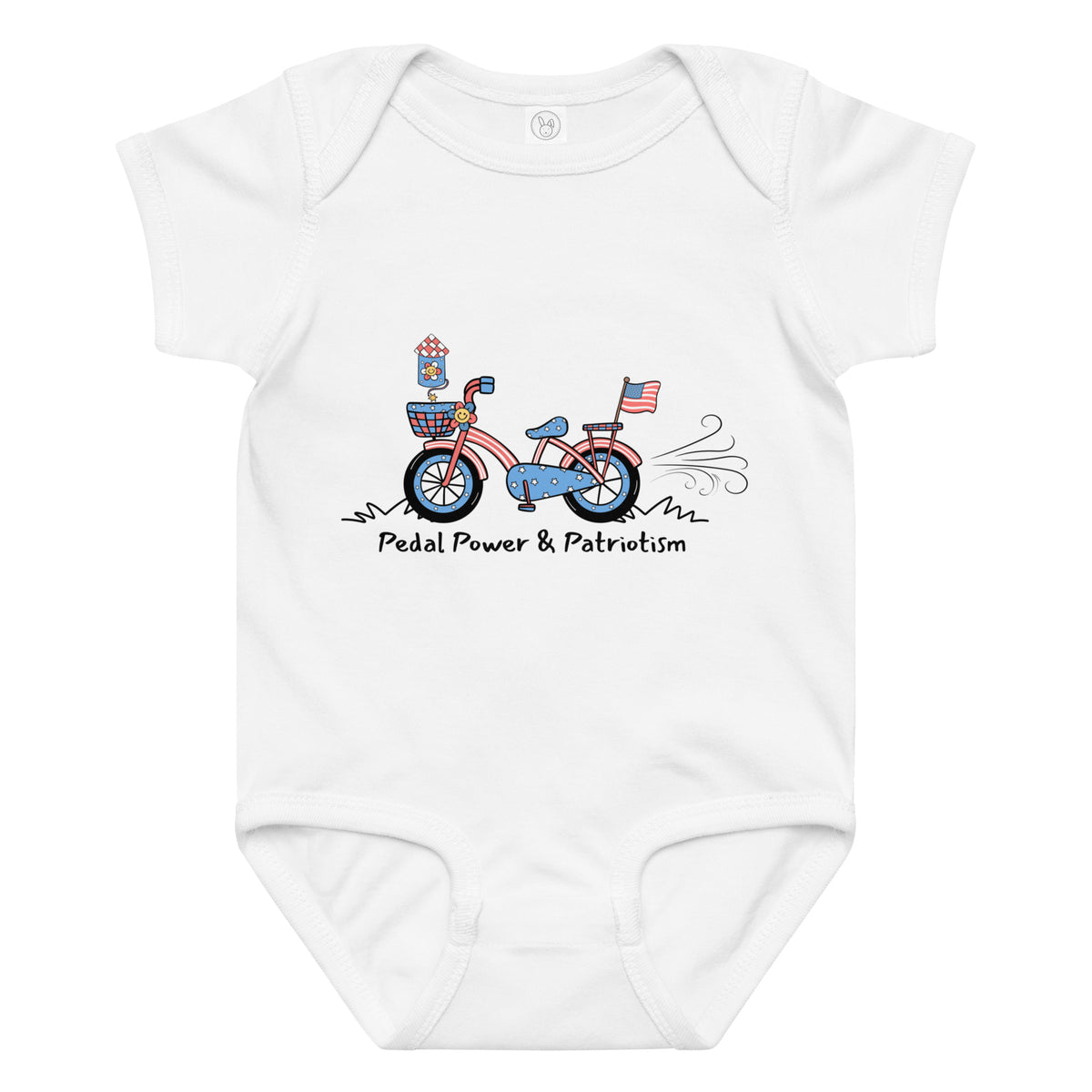 Pedal Power & Patriotism – Baby Jersey Bodysuit - 24M - Baby Bodysuit