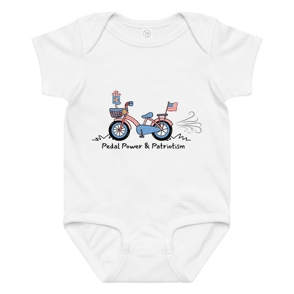 Pedal Power & Patriotism – Baby Jersey Bodysuit - 24M - Baby Bodysuit