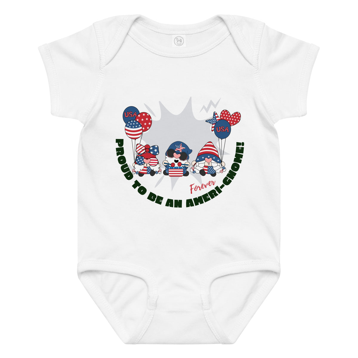 Ameri-Gnome Forever – Baby Jersey Bodysuit - 24M - Baby Bodysuit
