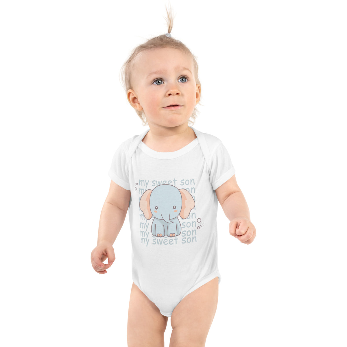 Adorable Baby Elephant Bodysuit for Son - White - Bodysuits
