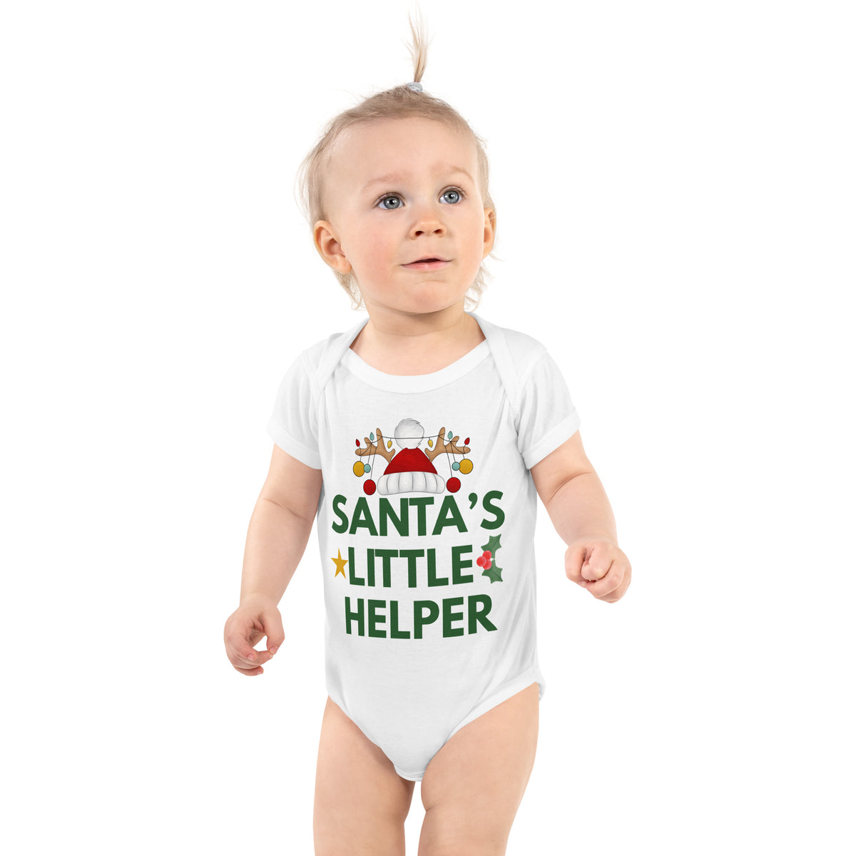 Adorable “Santa’s Little Helper” Baby Bodysuit - - Baby Bodysuit