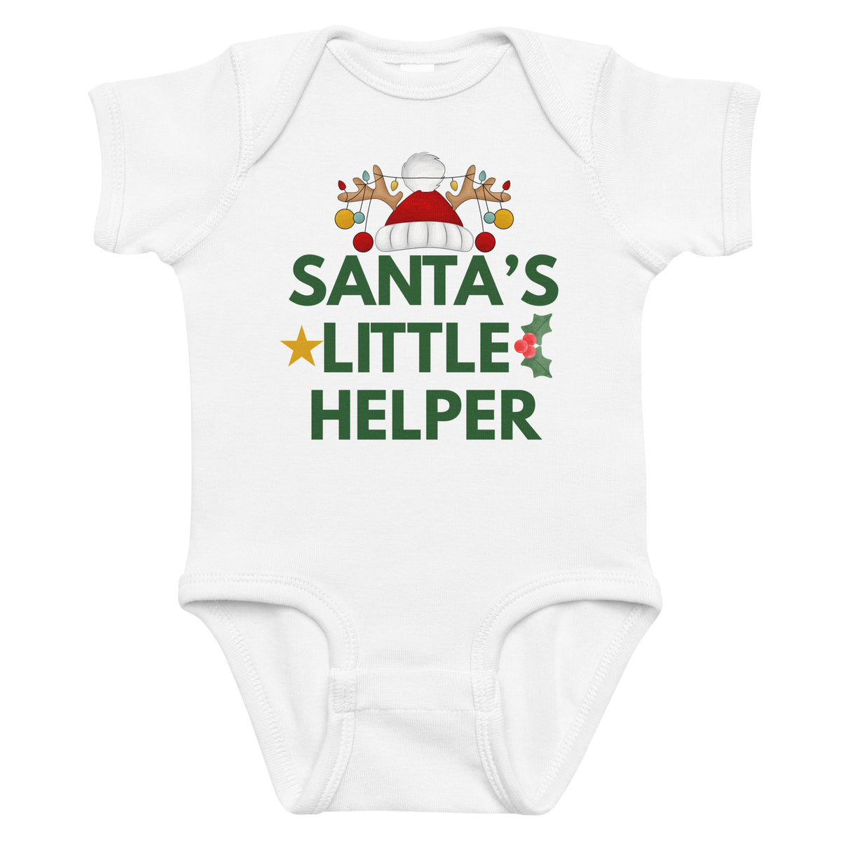 Adorable “Santa’s Little Helper” Baby Bodysuit - - Baby Bodysuit