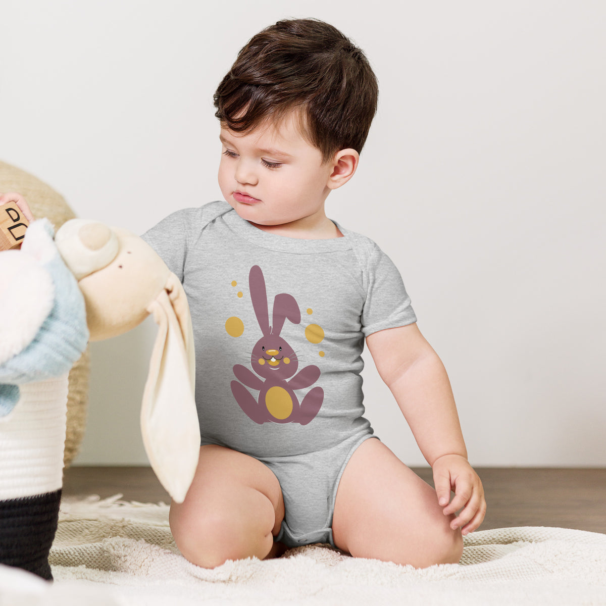 Adorable Bunny Bliss Baby - Athletic Heather - Baby Short One Sleeve Piece