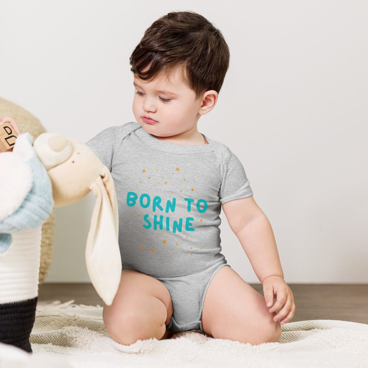 Born to Shine Baby One-Piece - Athletic Heather - Bodysuits