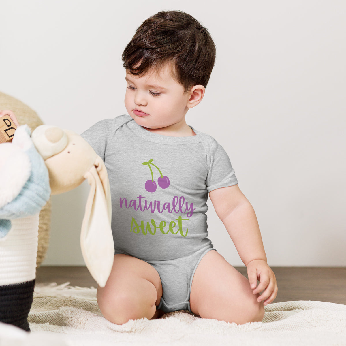 Naturally Sweet Baby Onesie – Cherish Every Moment - Athletic Heather -