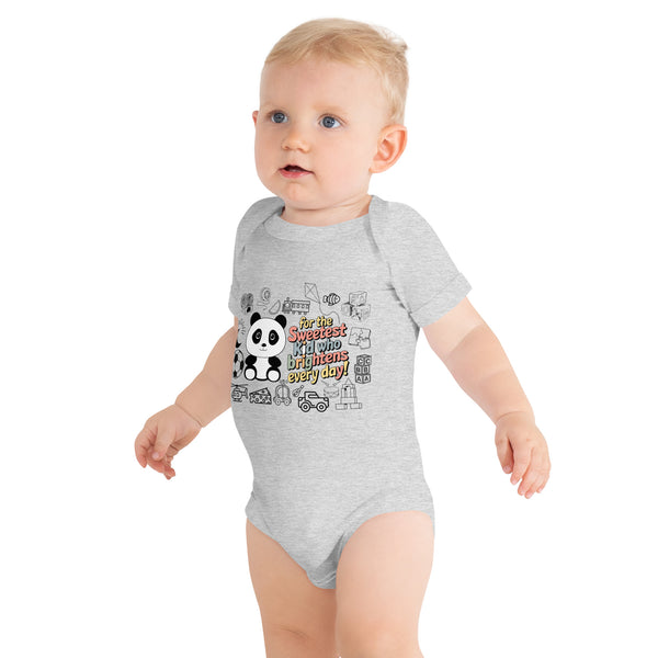 Adorable Panda Baby Onesie - Perfect Gift for Kids - Athletic Heather - Baby Short One Sleeve Piece