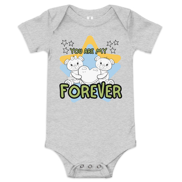 Forever Friends Baby Onesie - Teddy Bear Design - - Baby Short One Sleeve Piece