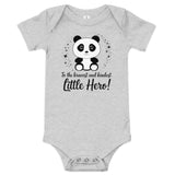 Adorable Panda Baby Onesie - Perfect for Little Heroes - Athletic Heather - Baby Short One Sleeve Piece