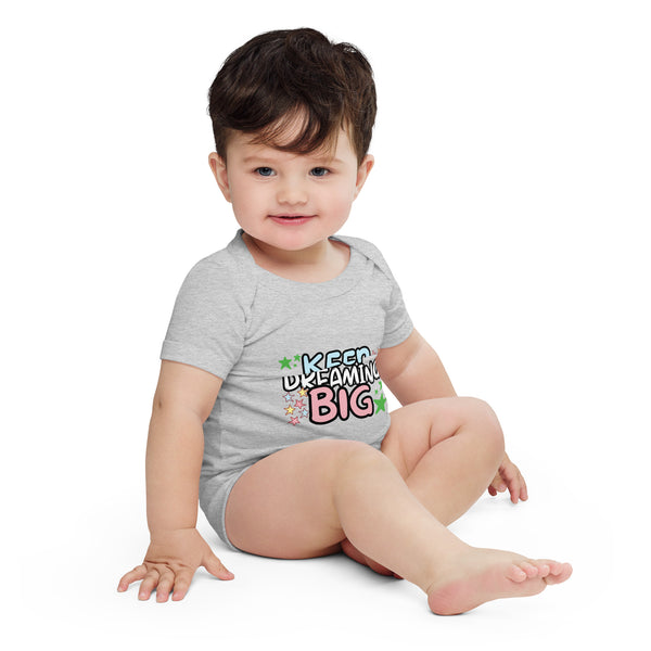 Keep Dreaming Big - Motivational Baby Bodysuit - Athletic Heather - Baby Short One Sleeve Piece