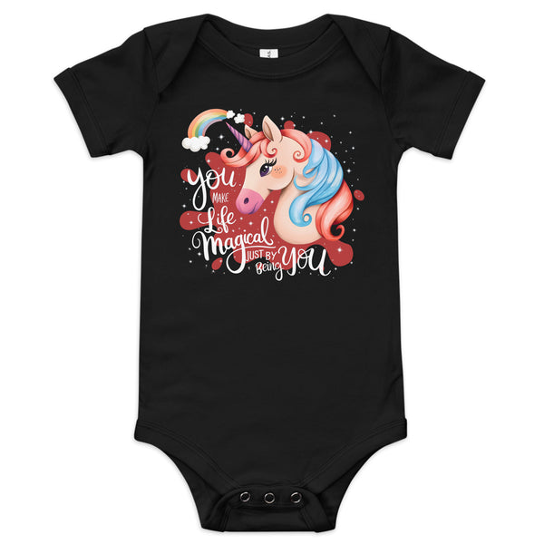 You Make Life Magical Bodysuit - Black - Baby Short One Sleeve Piece