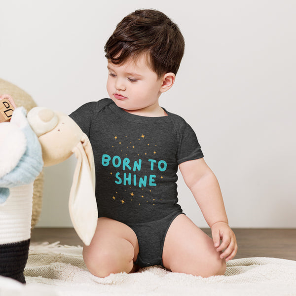 Born to Shine Baby One-Piece - Dark Grey Heather - Bodysuits