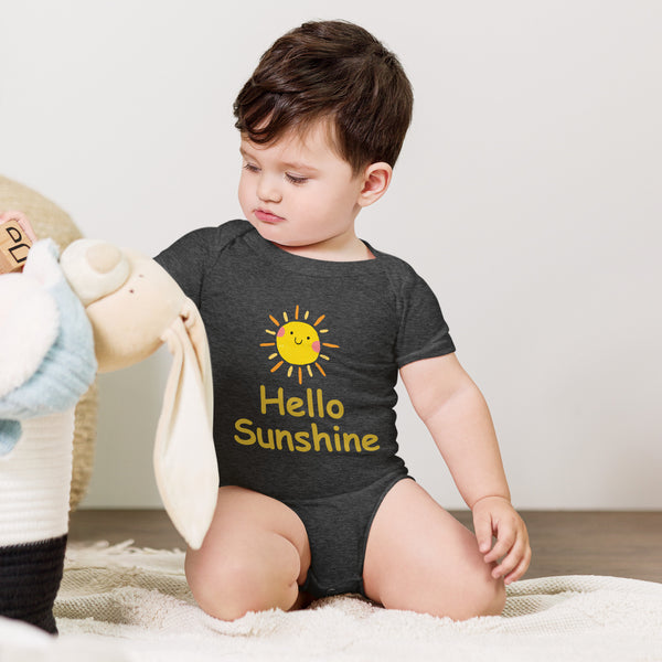 Hello Sunshine Baby One - Piece – Brighten Their Day - Dark Grey Heather -