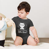 Adorable Panda Baby Onesie - Perfect for Little Heroes - Dark Grey Heather - Baby Short One Sleeve Piece