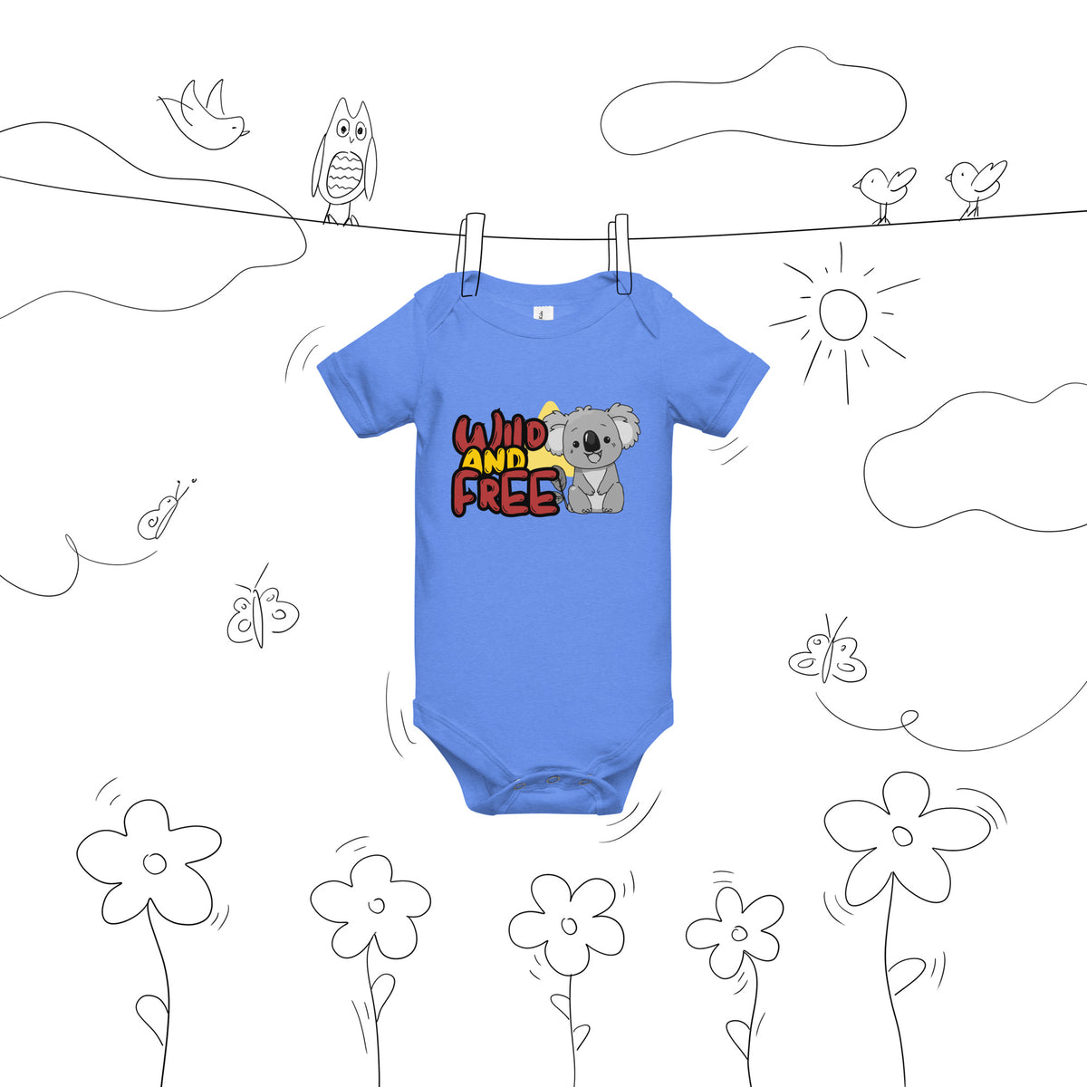 Wild & Free Koala - A Playful Baby Onesie - - Baby Short One Sleeve Piece