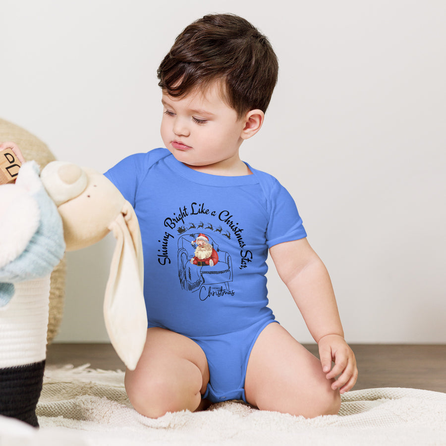 Festive Baby Bodysuit – Santa Cuteness for Gifting - Heather Columbia Blue - Baby one piece