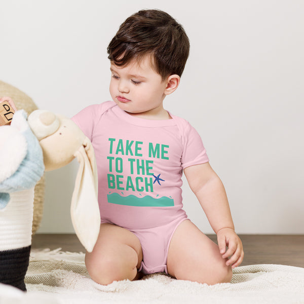 Take Me to the Beach Baby OnePiece – Ocean Vibes for Your Little One - Pink -