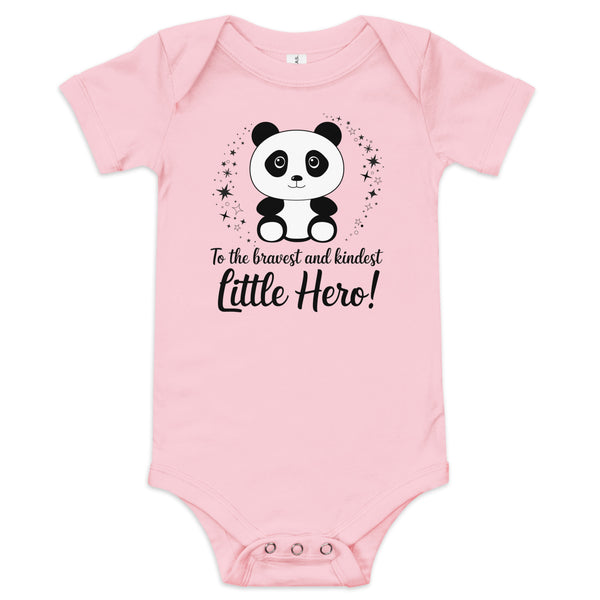 Adorable Panda Baby Onesie - Perfect for Little Heroes - Pink - Baby Short One Sleeve Piece