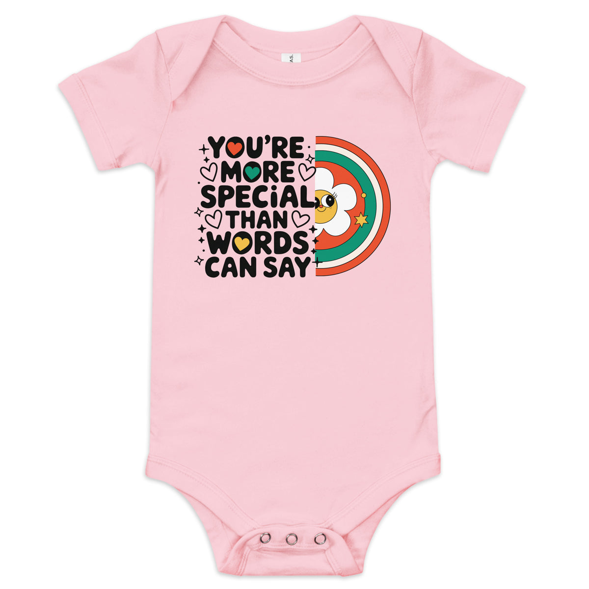 You're More Special Than Words Can Say Baby Bodysuit - Pink - Baby Short One Sleeve Piece