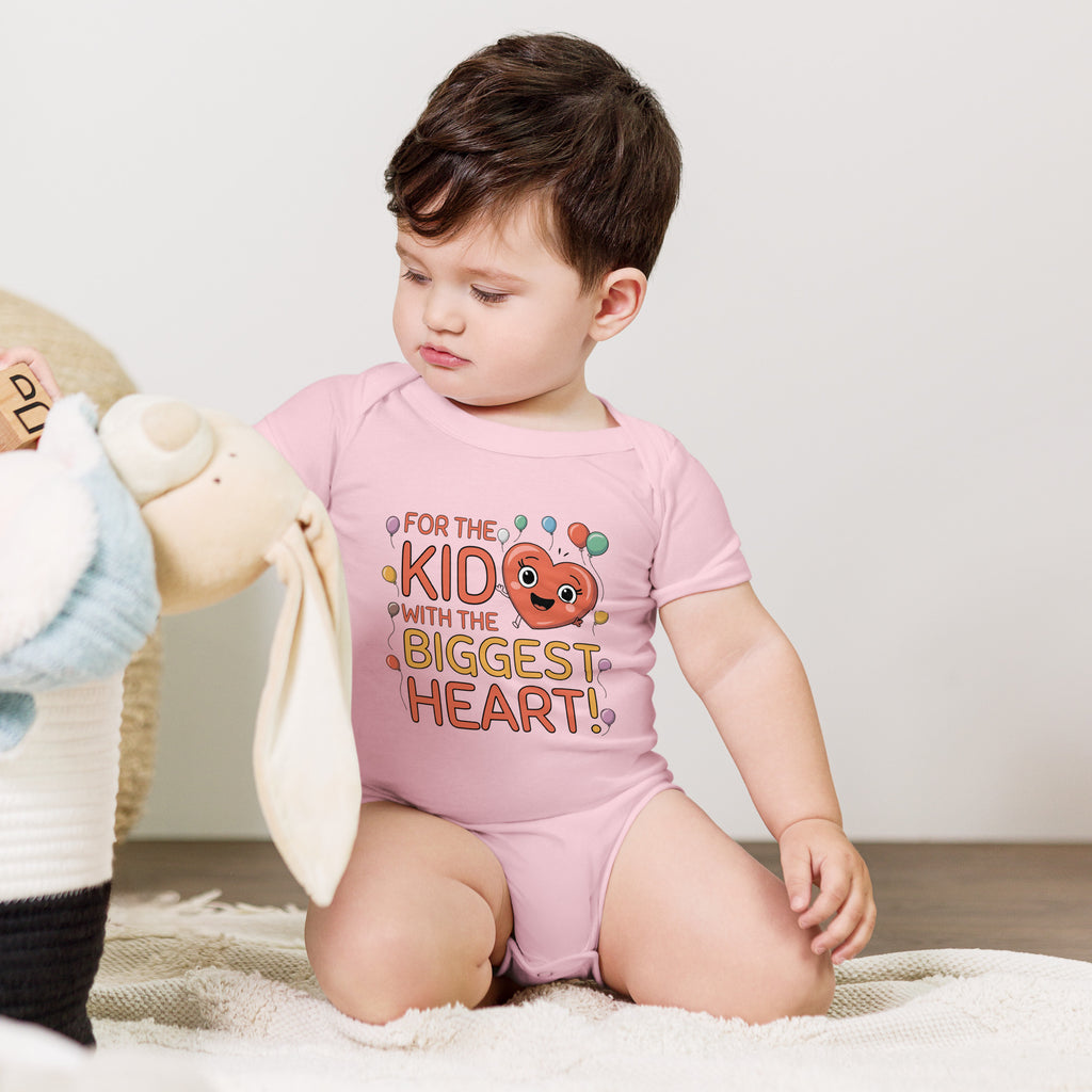 Kid with the Biggest Heart - Pink - Baby Short One Sleeve Piece