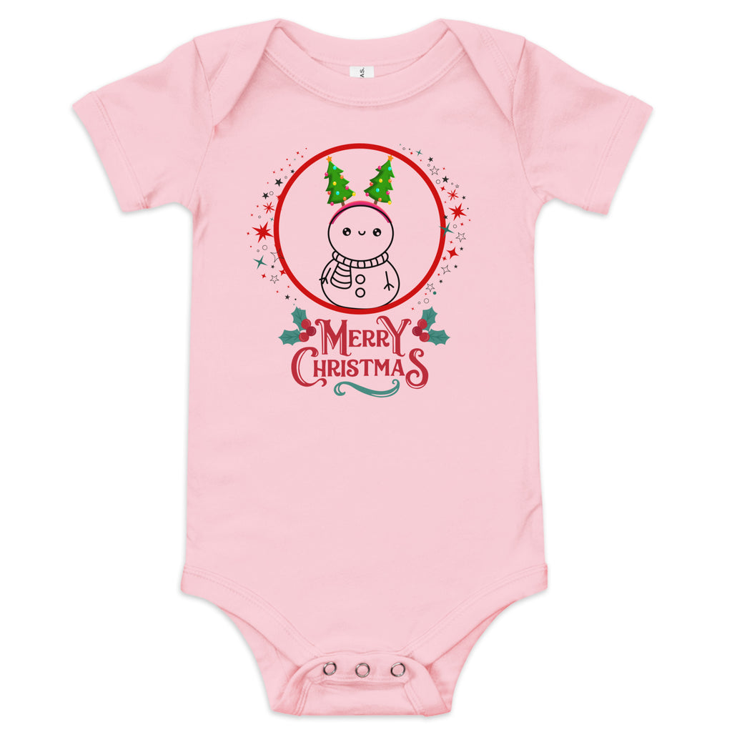 Twinkle Toes Christmas Onesie - Pink - Baby Short One Sleeve Piece