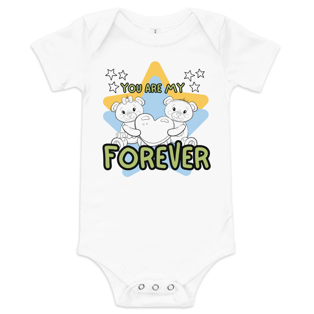 Forever Friends Baby Onesie - Teddy Bear Design - - Baby Short One Sleeve Piece