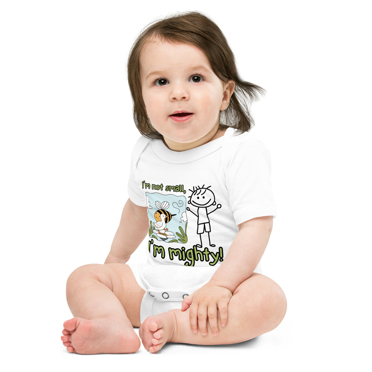 I'm Not Small - I'm Mighty Baby Bodysuit - - Baby Short One Sleeve Piece