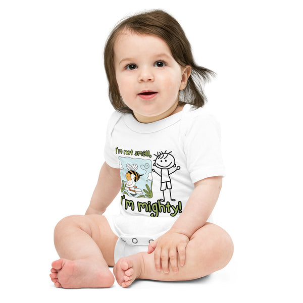 I'm Not Small - I'm Mighty Baby Bodysuit - - Baby Short One Sleeve Piece