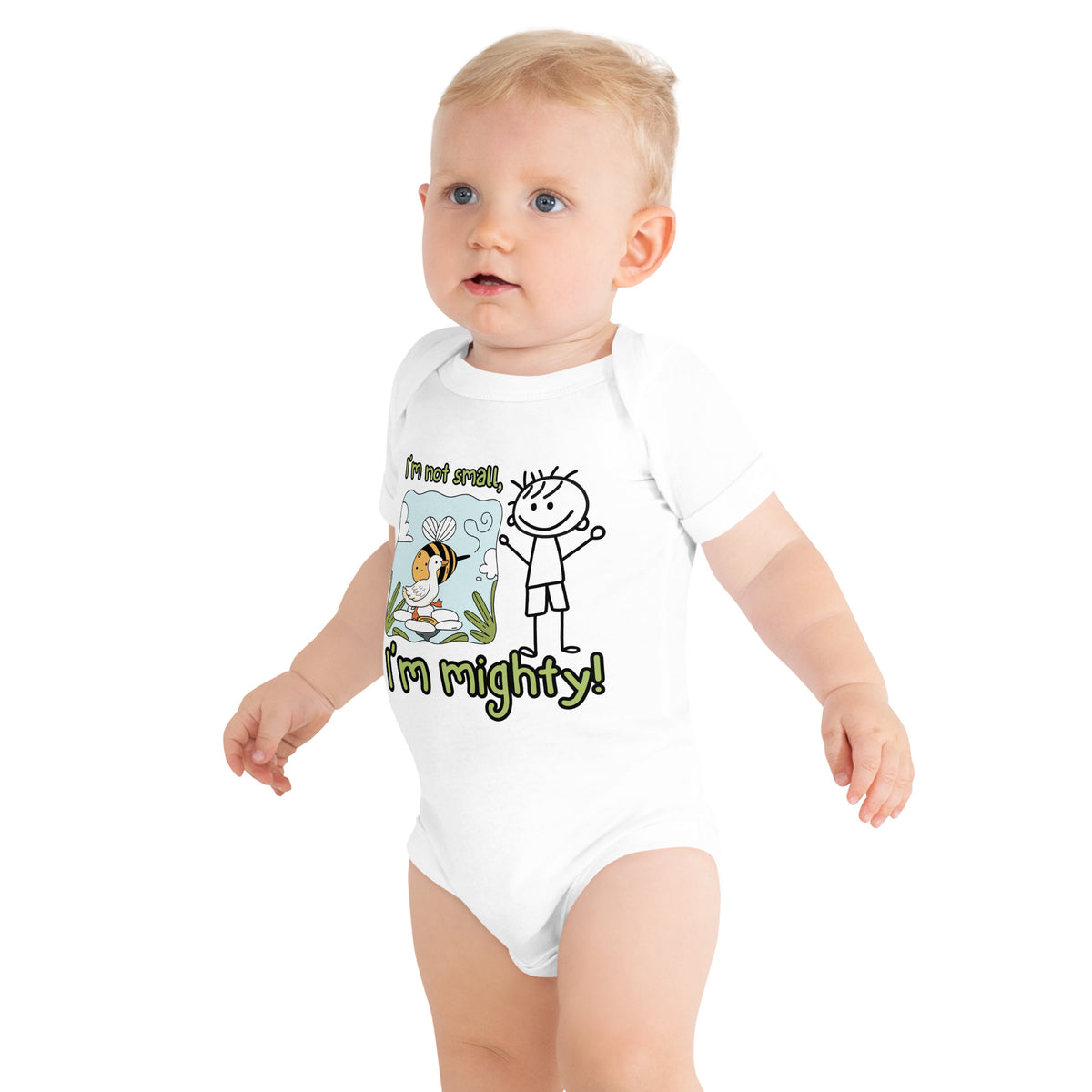 I'm Not Small - I'm Mighty Baby Bodysuit - - Baby Short One Sleeve Piece