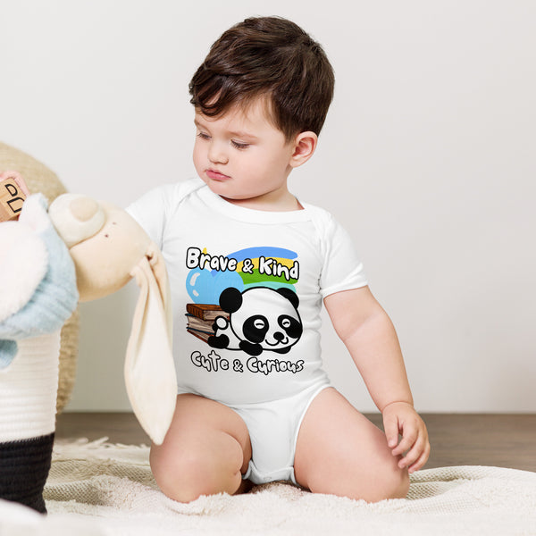 A Bookworm's Dream - A Panda Onesie - White - Baby Short One Sleeve Piece