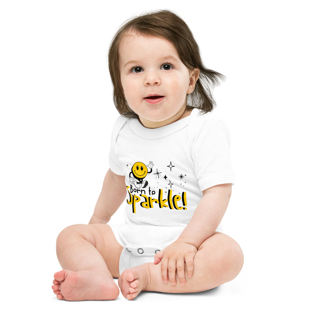 A Sparkly Surprise - A Smiley Onesie - - Baby Short One Sleeve Piece