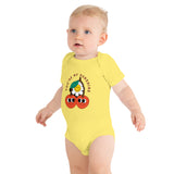 Sunshine Baby Gift - Cherries and Flower Onesie - Yellow - Baby Short One Sleeve Piece