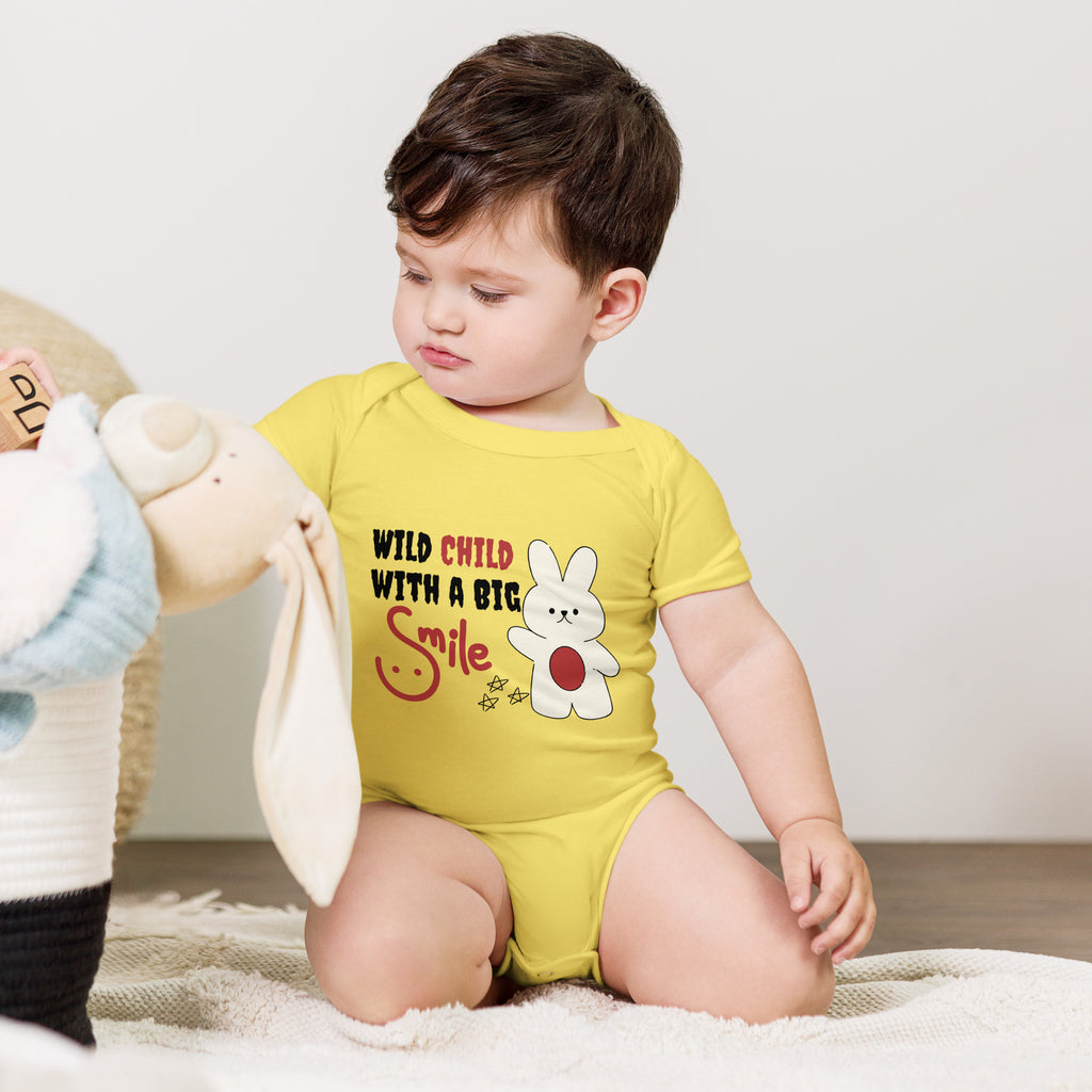 A Touch of Playful - A Bunny Onesie - Yellow - Baby Short One Sleeve Piece