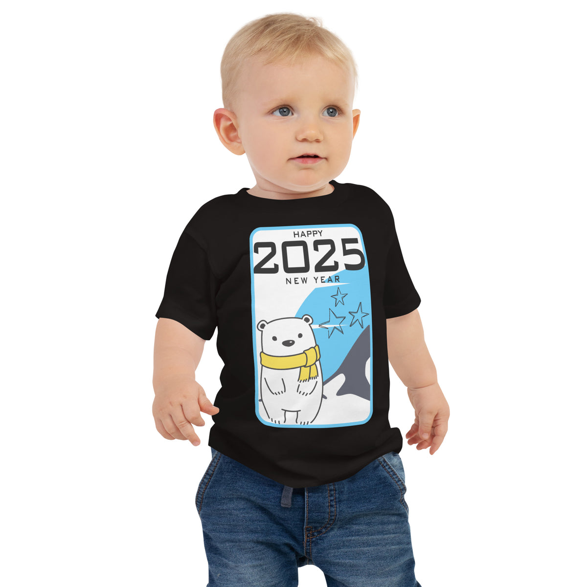 Polar Bear Wishes for 2025 - Kids New Year Tee - - Baby Jersey Short Sleeve Tee