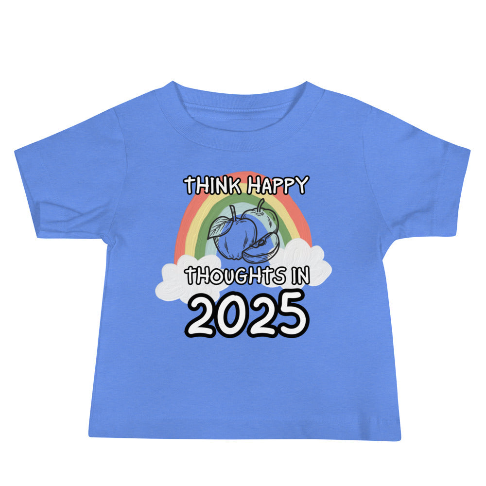 Rainbow Joy for 2025 - Kids’ Happy Thoughts Tee - Heather Columbia Blue - Baby Jersey Short Sleeve Tee