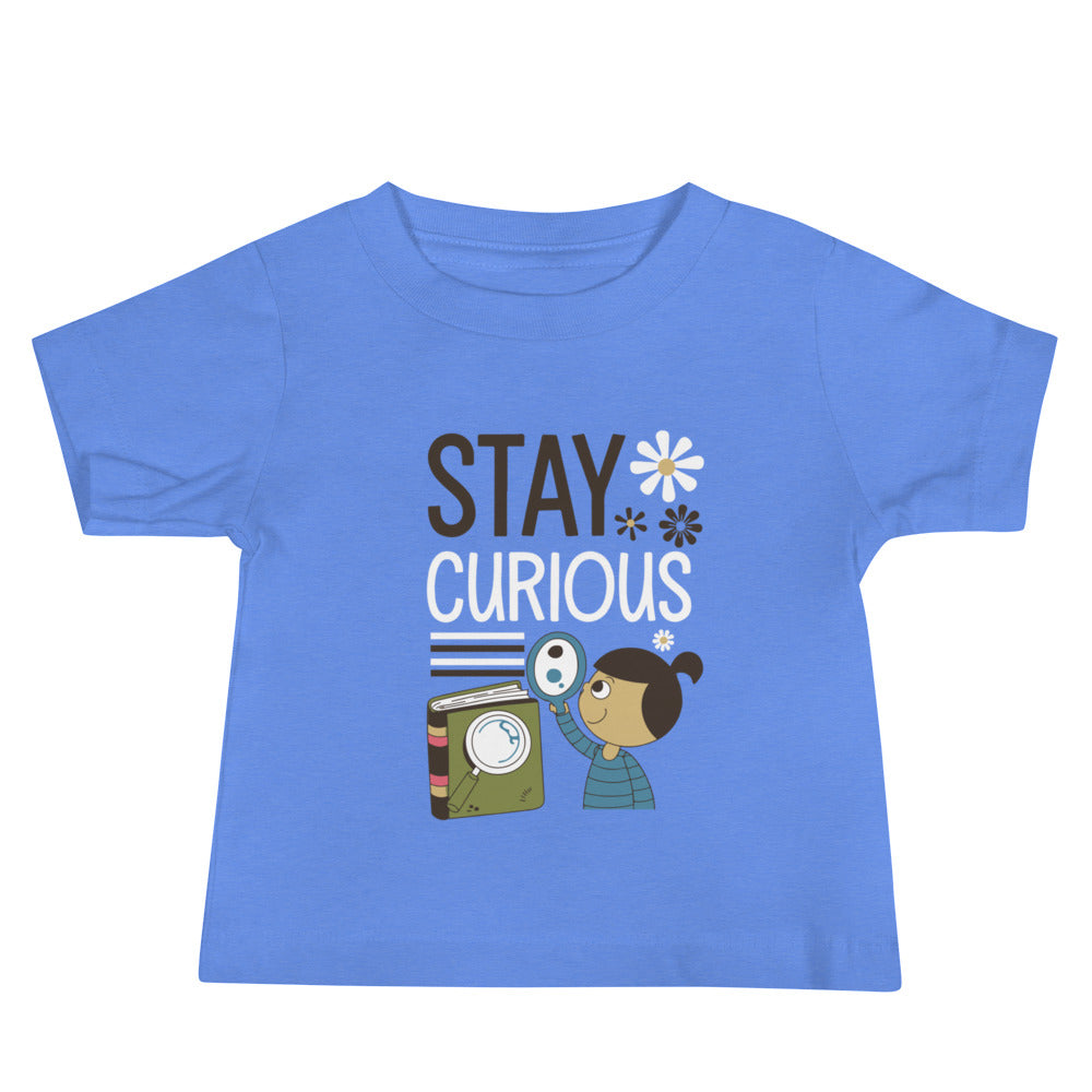 Stay Curious - Inspiring Kids’ Tee for Little Explorers - Heather Columbia Blue - Baby Jersey Short Sleeve Tee