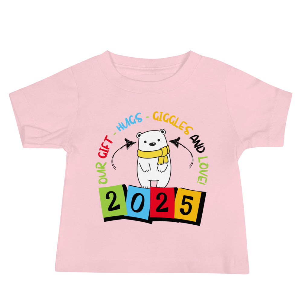 Gift the Cuddles – 2025 Polar Bear Kids’ Tee - Pink - Baby Jersey Short Sleeve Tee