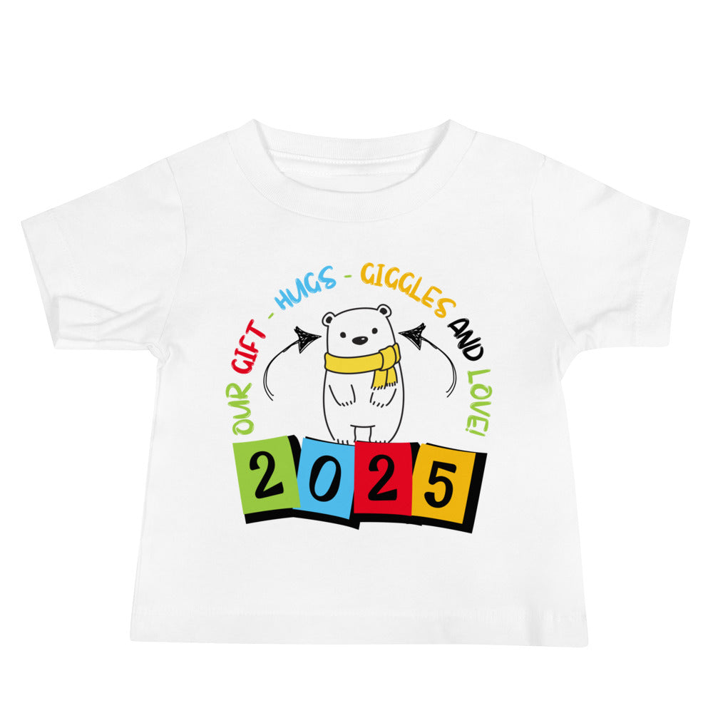 Gift the Cuddles – 2025 Polar Bear Kids’ Tee - White - Baby Jersey Short Sleeve Tee