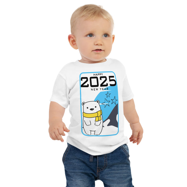 Polar Bear Wishes for 2025 - Kids New Year Tee - - Baby Jersey Short Sleeve Tee