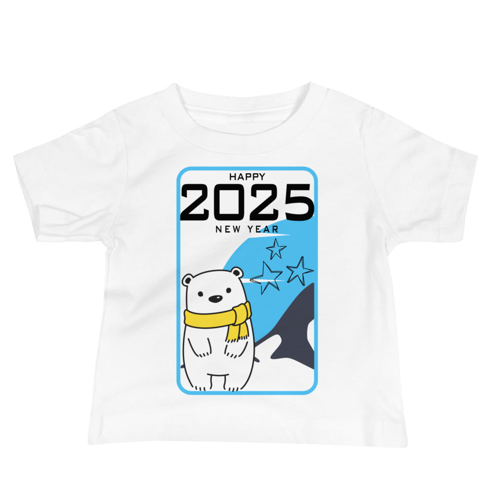 Polar Bear Wishes for 2025 - Kids New Year Tee - White - Baby Jersey Short Sleeve Tee