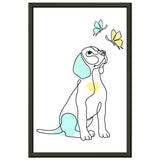 Whimsical Paws - Puppy Line Art with Soft Pastels - 28x43 cm XL (11x17″) - Metal Framed Posters