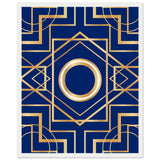 Art Deco Elegance - Blue & Gold Geometric Framed Print - 40x50 cm 16x20″ White frame - Wooden Framed Posters