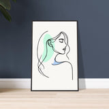 Elegance in Line - Minimalist Female Profile Art - - Wooden Framed Posters