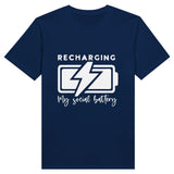 Social Battery Recharge Tee - Navy - Print Material