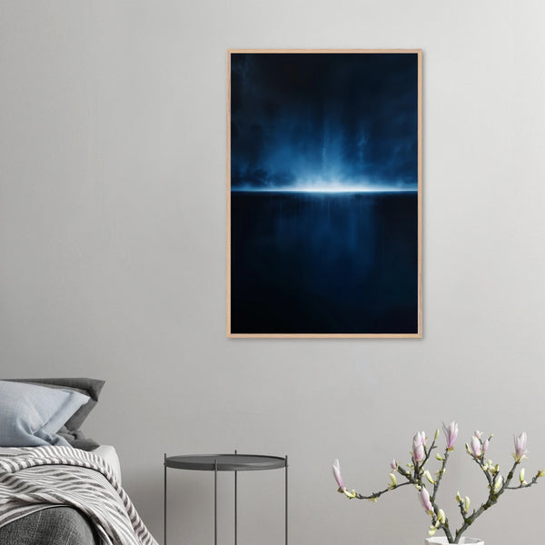 Night Horizon Wooden Poster – Moody Art for Thinkers - Wood frame - Wooden Framed Posters