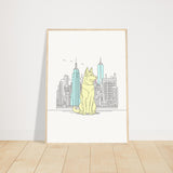 Urban Companion - Dog and Cityscape Art - 50x70 cm 20x28″ Wood frame - Wooden Framed Posters